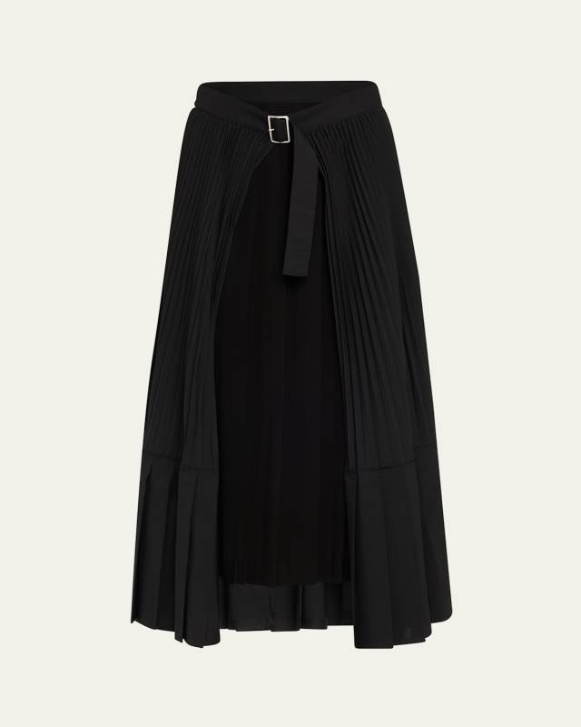 Pleated Maxi Wrap Skirt